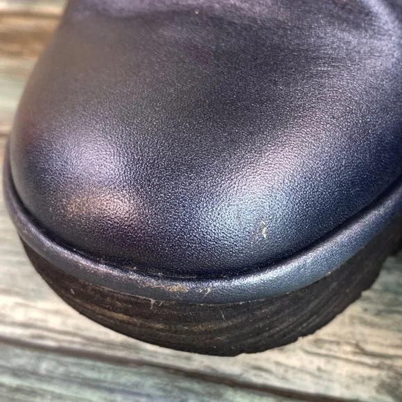 Fly London Yoxi Womens Ankle Bootie Size 8.5-9 Blue Leather Wedge Heel Zip Up - Picture 11 of 12